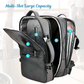 Expandable backpack with USB port, laptop compartment, and secure strap pocket