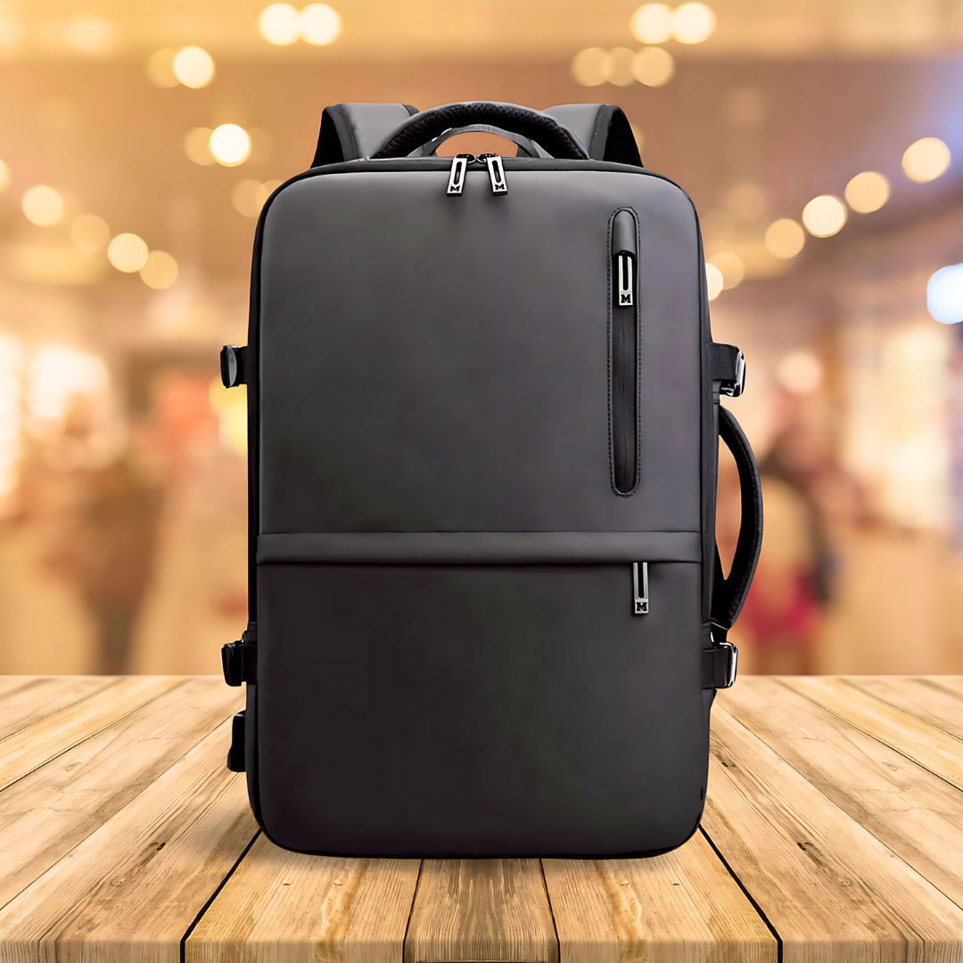 Waterproof expandable backpack with laptop and luggage compartment