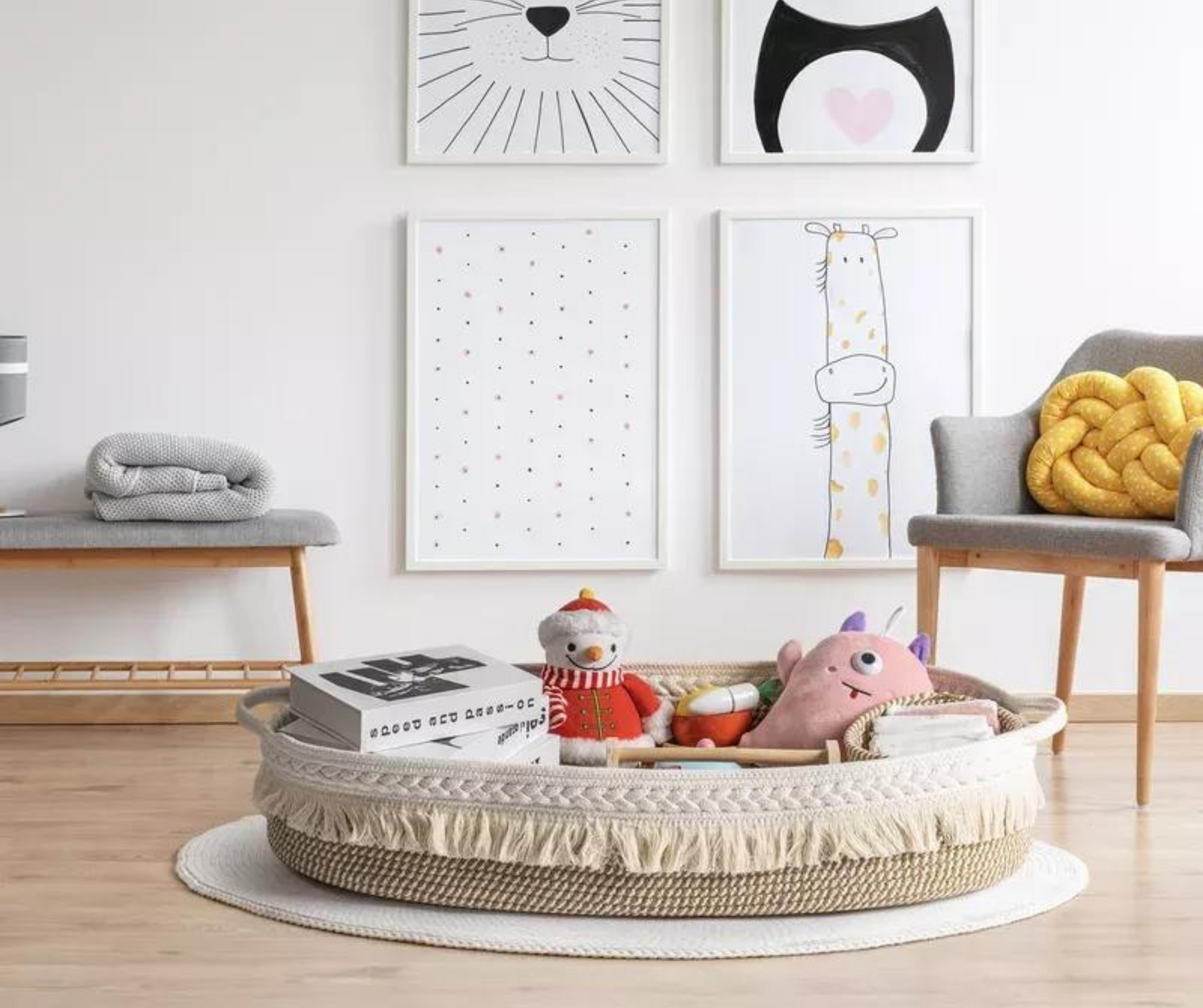 Baby Diaper Changing Basket with Thick Cotton Foam Pad Waterproof