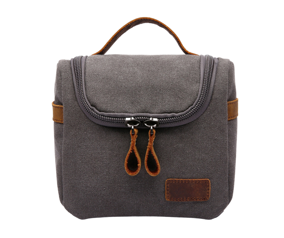 Travel Toiletry Bag | Water-resistant bag made with Washed Canvas and PU Leather for Cosmetics, Makeup, Shaving Accessories