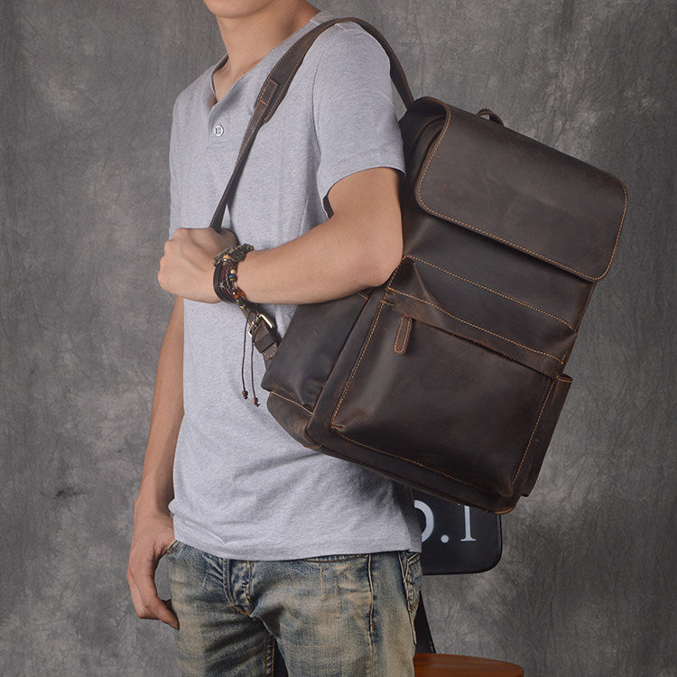 Premium Genuine Leather Travel Backpack