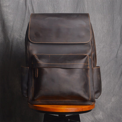 Genuine Cowhide Leather Backpack | Men & Women | For Business, School, Bookbag, Laptop, Travel, Daypack, Hiking, Work | Premium Vintage Leathercraft