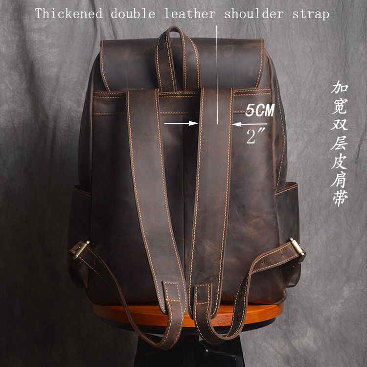 Genuine Cowhide Leather Backpack | Men & Women | For Business, School, Bookbag, Laptop, Travel, Daypack, Hiking, Work | Premium Vintage Leathercraft