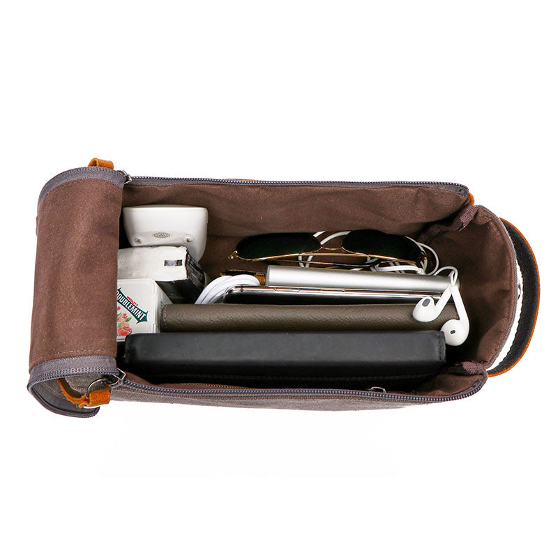 Travel Toiletry Bag | Water-resistant bag made with Washed Canvas and PU Leather for Cosmetics, Makeup, Shaving Accessories