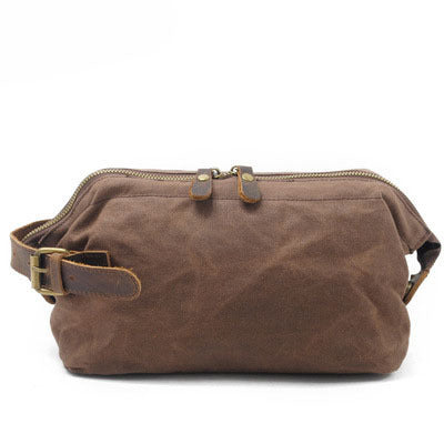 Travel Toiletry Bag | Water-resistant bag made with Washed Canvas and PU Leather for Cosmetics, Makeup, Shaving Accessories