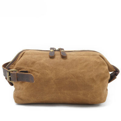 Travel Toiletry Bag | Water-resistant bag made with Washed Canvas and PU Leather for Cosmetics, Makeup, Shaving Accessories