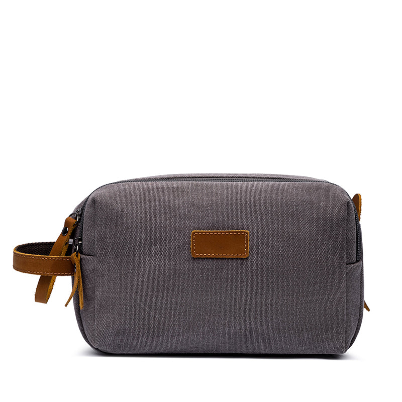 Travel Toiletry Bag | Water-resistant bag made with Washed Canvas and PU Leather for Cosmetics, Makeup, Shaving Accessories