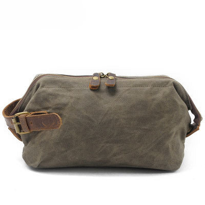 Travel Toiletry Bag | Water-resistant bag made with Washed Canvas and PU Leather for Cosmetics, Makeup, Shaving Accessories