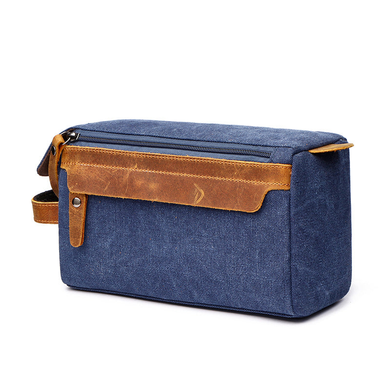 Travel Toiletry Bag | Water-resistant bag made with Washed Canvas and PU Leather for Cosmetics, Makeup, Shaving Accessories