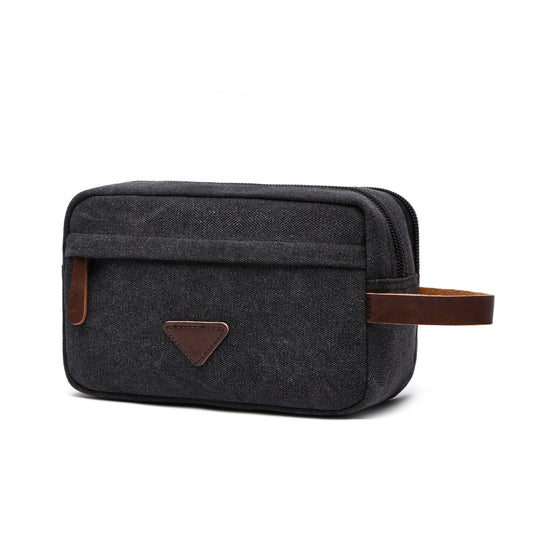 Travel Toiletry Bag | Water-resistant bag made with Washed Canvas and PU Leather for Cosmetics, Makeup, Shaving Accessories