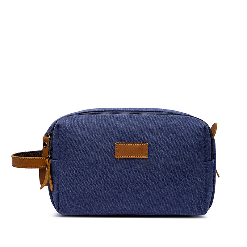 Travel Toiletry Bag | Water-resistant bag made with Washed Canvas and PU Leather for Cosmetics, Makeup, Shaving Accessories