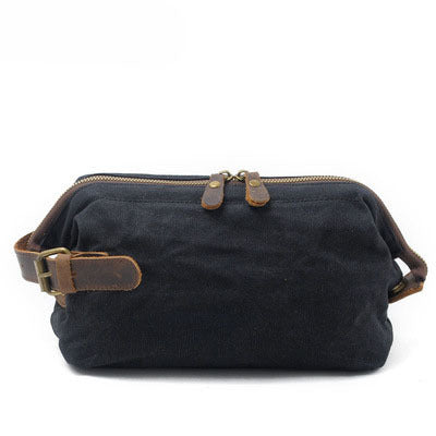 Travel Toiletry Bag | Water-resistant bag made with Washed Canvas and PU Leather for Cosmetics, Makeup, Shaving Accessories