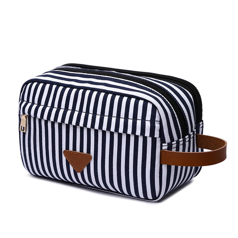 Travel Toiletry Bag | Water-resistant bag made with Washed Canvas and PU Leather for Cosmetics, Makeup, Shaving Accessories