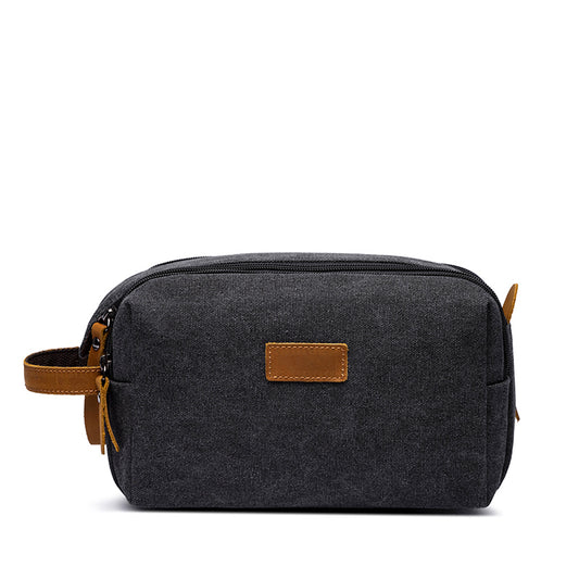 Travel Toiletry Bag | Water-resistant bag made with Washed Canvas and PU Leather for Cosmetics, Makeup, Shaving Accessories