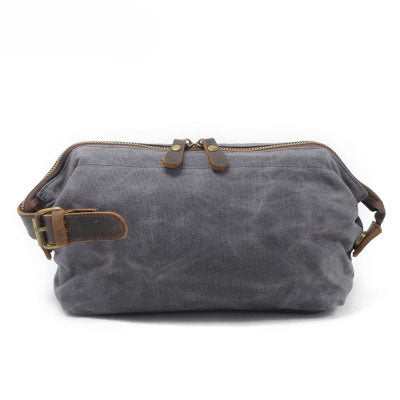 Travel Toiletry Bag | Water-resistant bag made with Washed Canvas and PU Leather for Cosmetics, Makeup, Shaving Accessories