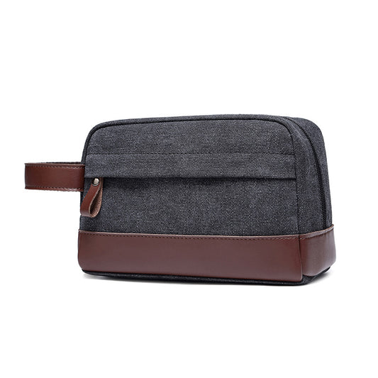 Travel Toiletry Bag | Water-resistant bag made with Washed Canvas and PU Leather for Cosmetics, Makeup, Shaving Accessories