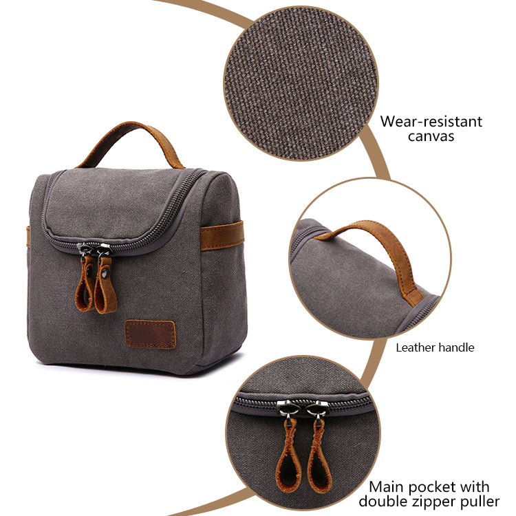 Travel Toiletry Bag | Water-resistant bag made with Washed Canvas and PU Leather for Cosmetics, Makeup, Shaving Accessories