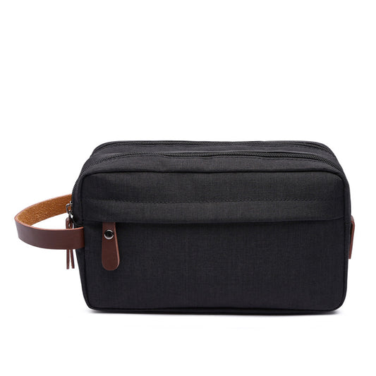 Travel Toiletry Bag |  Water-resistant bag made with Washed Canvas and PU Leather for Cosmetics, Makeup, Shaving Accessories