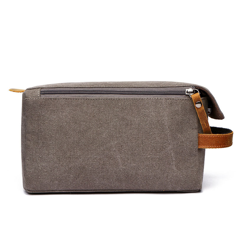 Travel Toiletry Bag | Water-resistant bag made with Washed Canvas and PU Leather for Cosmetics, Makeup, Shaving Accessories