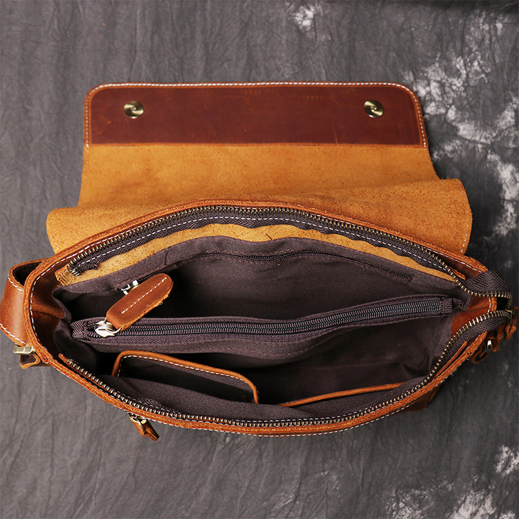 Vintage Genuine Leather Messenger Sling Bag | Men & Women | For Business, School, Bookbag, Laptop, Travel, Daypack, Hiking, Work