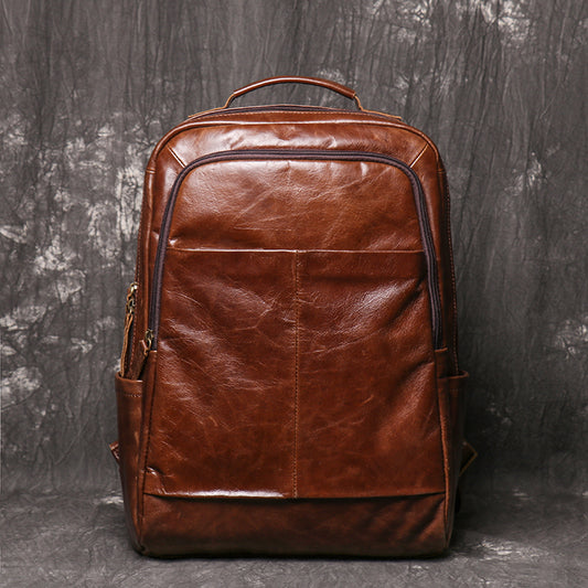 Genuine Cowhide Leather Backpack | Men & Women | For Business, School, Bookbag, Laptop, Travel, Daypack, Hiking, Work | Premium Vintage Leathercraft