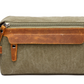 Travel Toiletry Bag | Water-resistant bag made with Washed Canvas and PU Leather for Cosmetics, Makeup, Shaving Accessories
