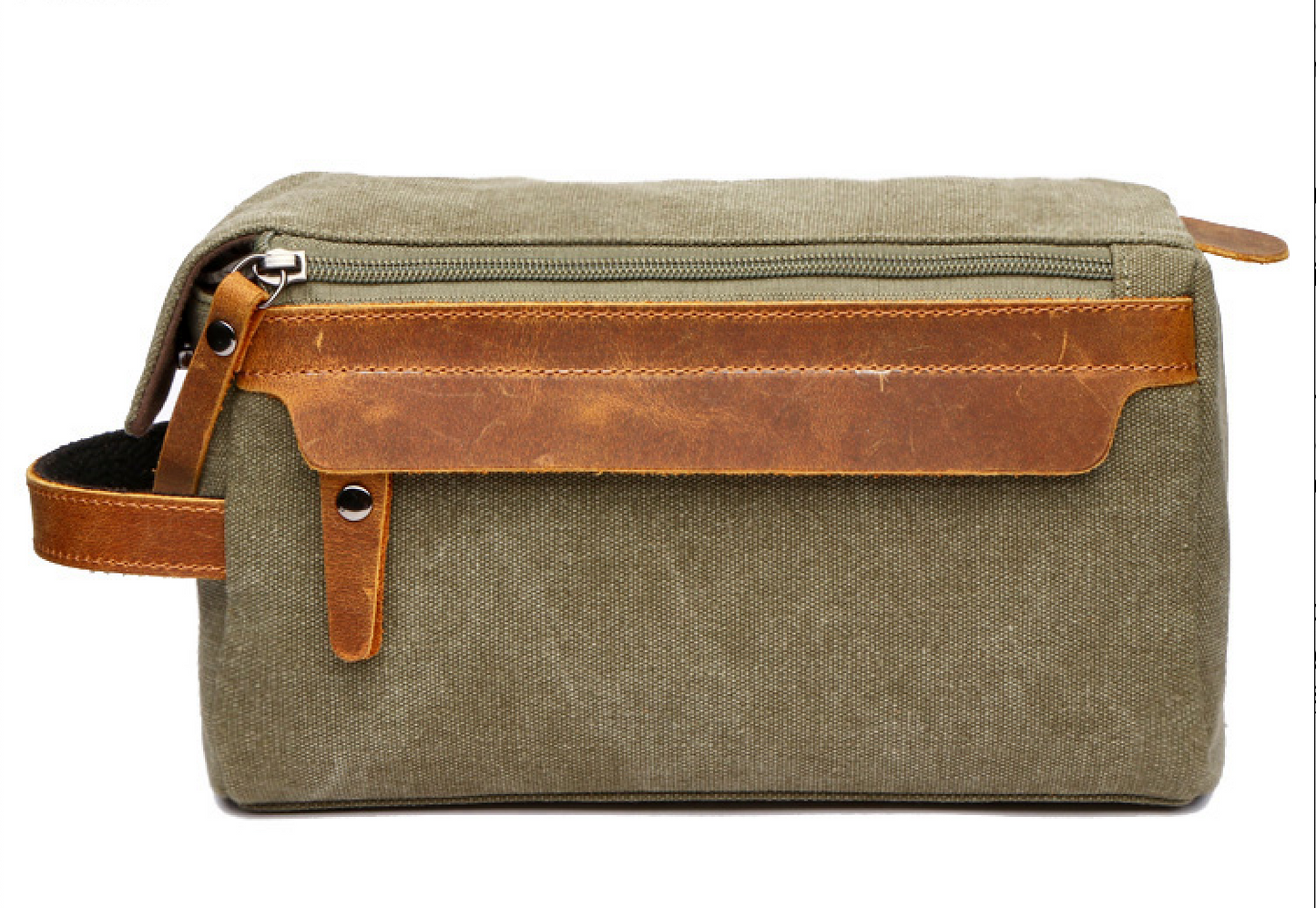 Travel Toiletry Bag | Water-resistant bag made with Washed Canvas and PU Leather for Cosmetics, Makeup, Shaving Accessories