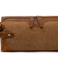 Travel Toiletry Bag | Water-resistant bag made with Washed Canvas and PU Leather for Cosmetics, Makeup, Shaving Accessories