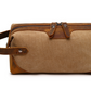 Travel Toiletry Bag | Water-resistant bag made with Washed Canvas and PU Leather for Cosmetics, Makeup, Shaving Accessories