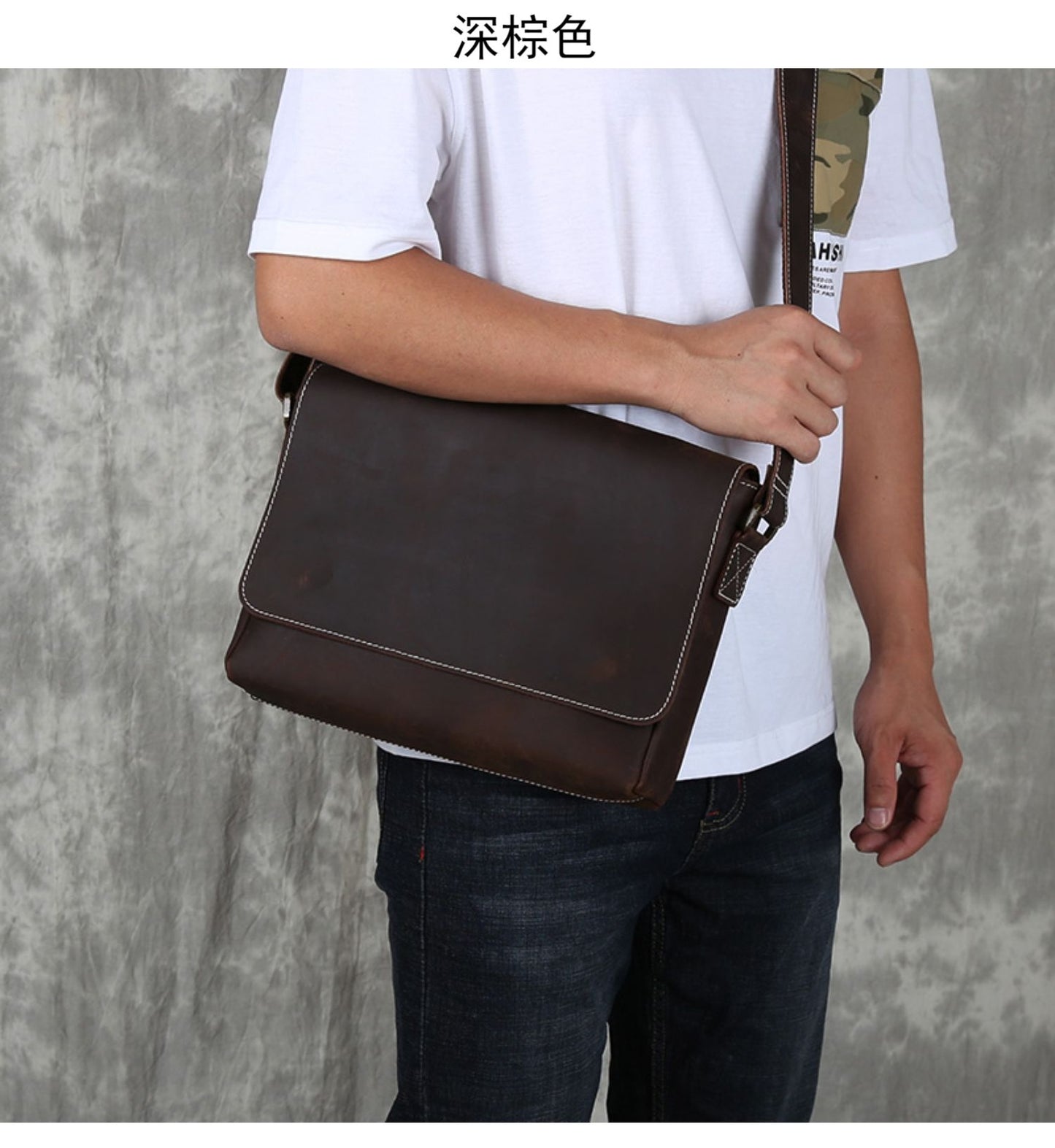 Men's genuine leather shoulder bag