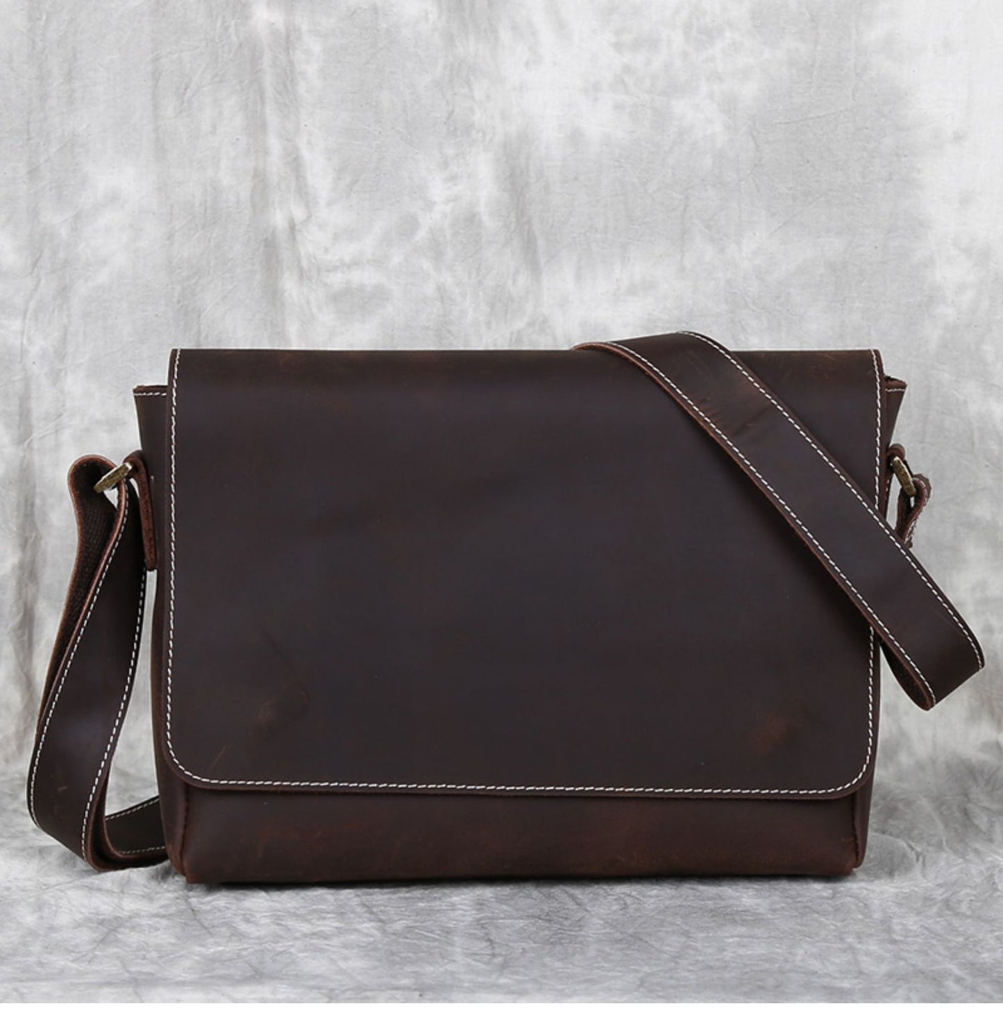 Vintage Genuine Leather Messenger Sling Bag | Men & Women | For Business, School, Bookbag, Laptop, Travel, Daypack, Hiking, Work