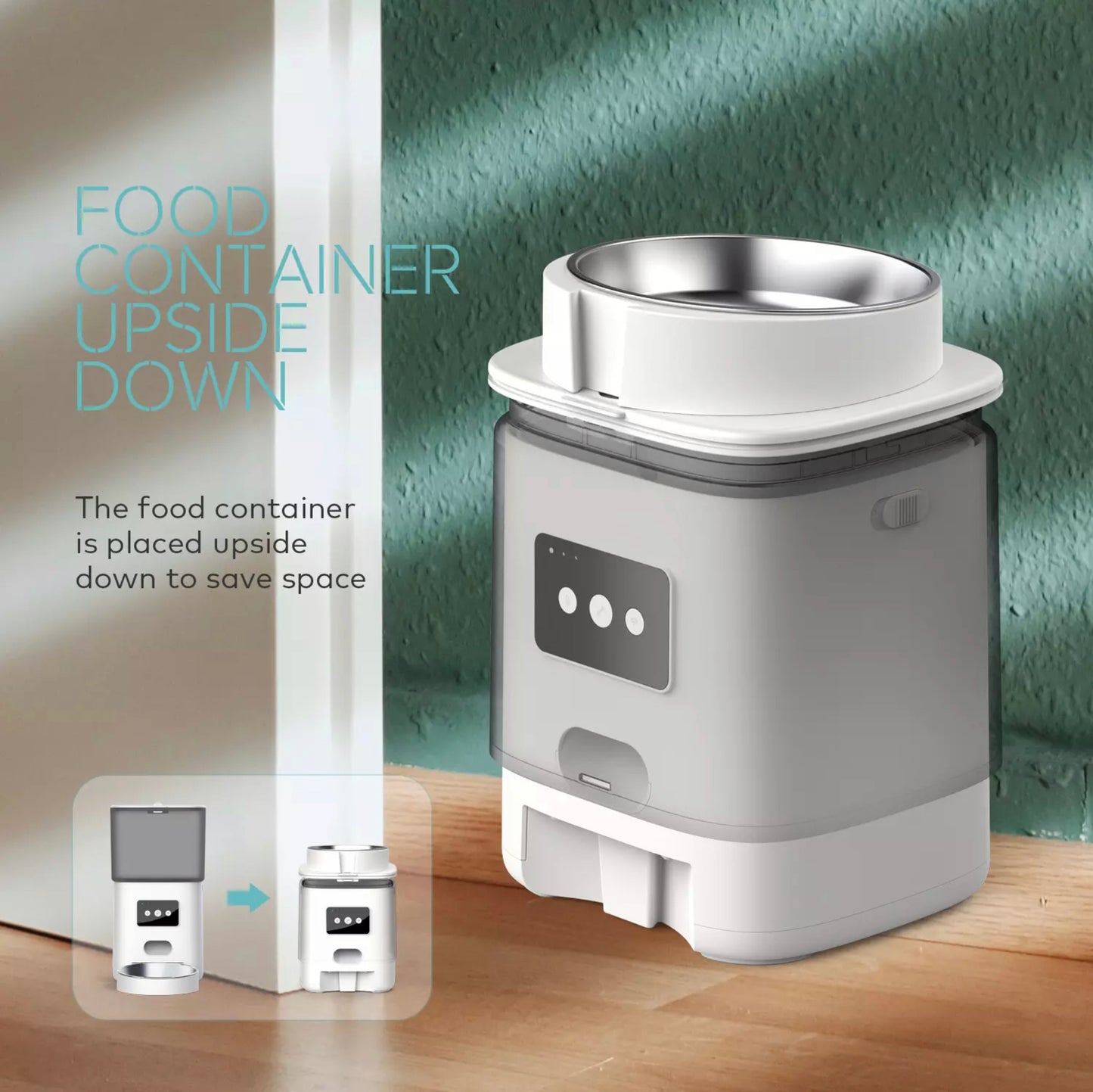 Automatic pet feeder with manual and WiFi feeding modes for convenient portion control