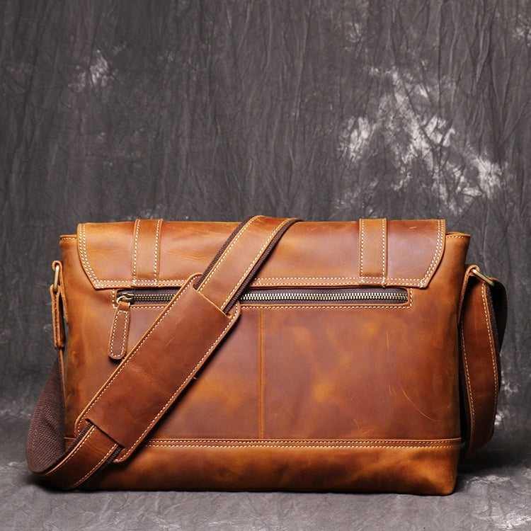 Genuine Leather Messenger Sling Bag | Men & Women | For Business, School, Bookbag, Laptop, Travel, Daypack, Hiking, Work