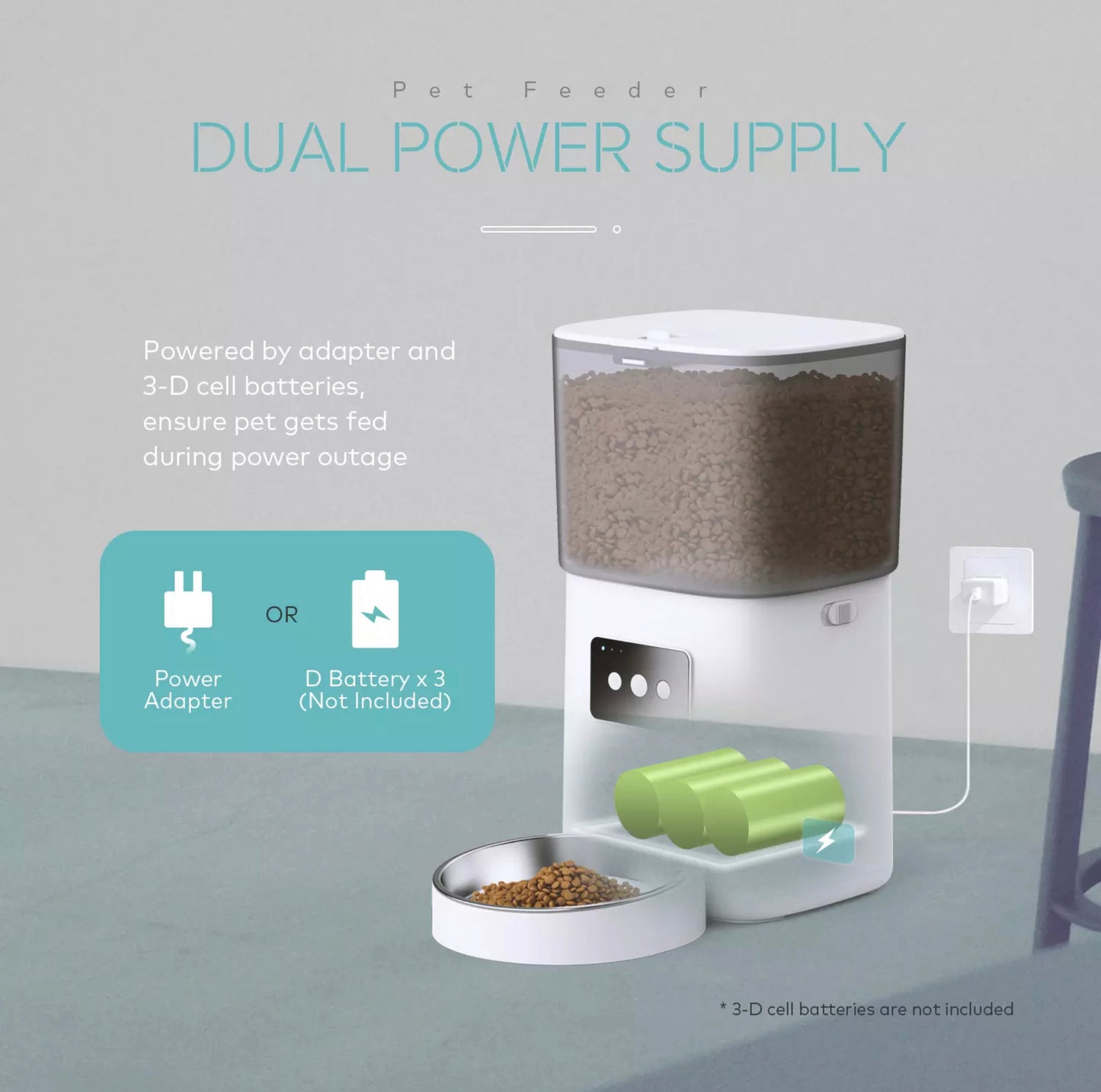 Pet feeder with auto reversal feature to prevent clogs and infrared sensor for food monitoring